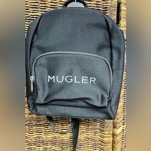 Mugler - Black Backpack- New, plastic over two‎ zippers, Apprx: 11”x13”